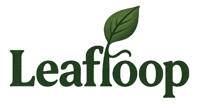 Logo of 'Leafloop' with a green leaf on a white background